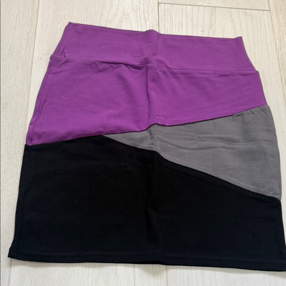 Cotton On Purple Black Asymmetrical Mini Skirt
